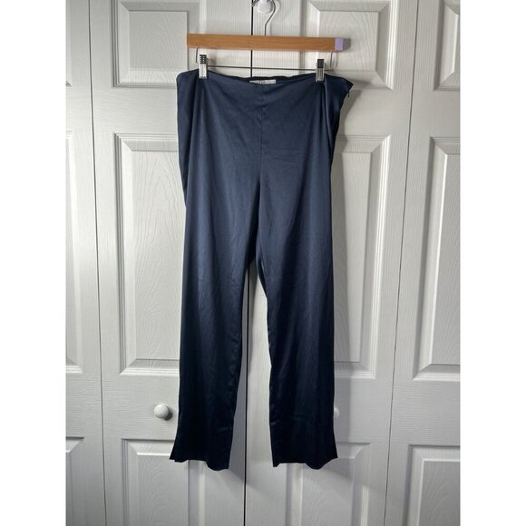 Maison de Papillon Kennedy Navy Blue Sateen Satin Pants Women's Size Large L - Picture 8 of 8